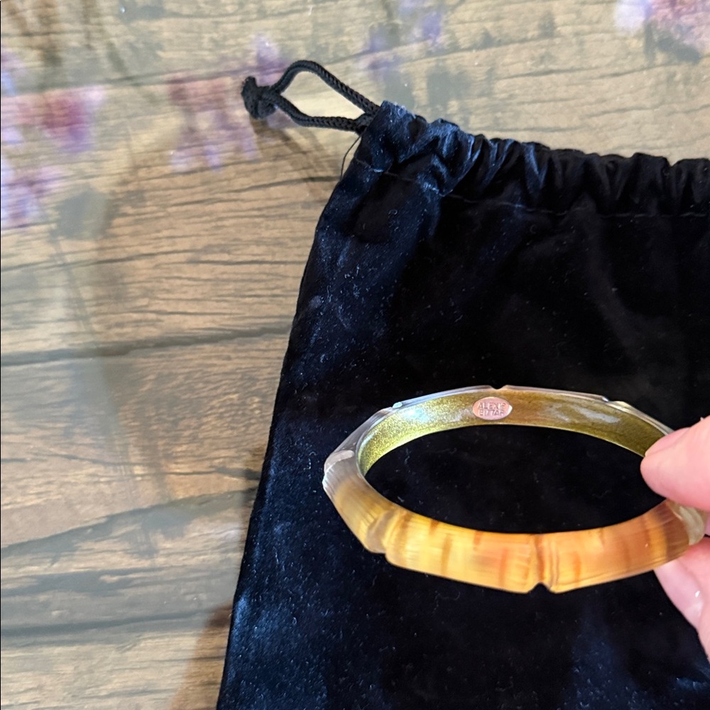 Alexis Bittar Gold and Brown Acrylic Bracelet - Picture 3 of 6